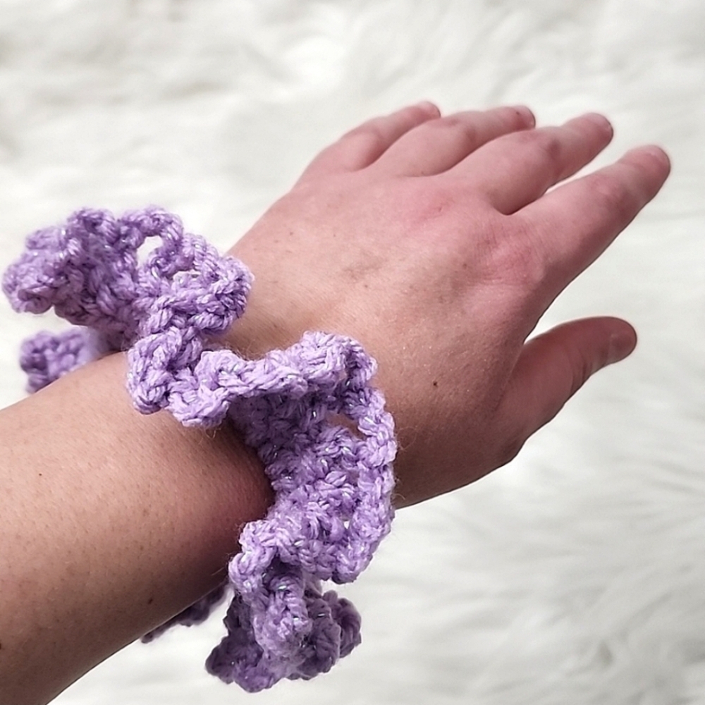Handmade Textured Crocheted Scrunchies Ponytail Holder Hair Tie Set Of 4 - New - Picture 11 of 11